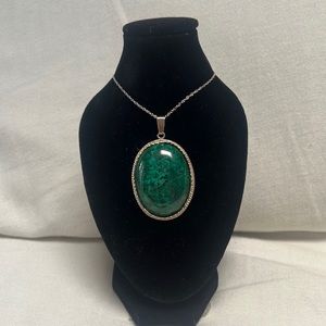 Antique Silver Malachite Stone Pendant (necklace not included)